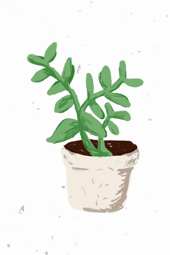 Cute potted plant element psd Senecio crassissimus in hand drawn style