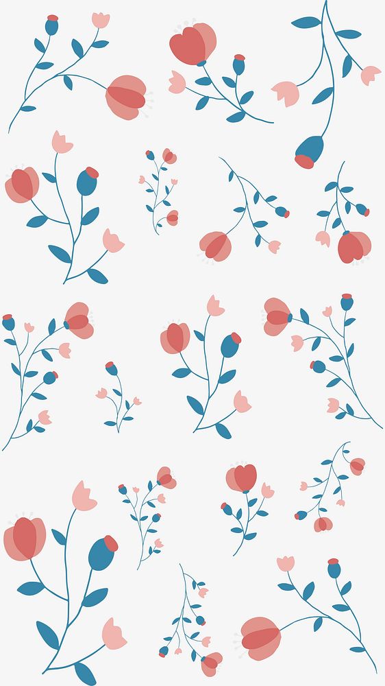 Pink floral patterned background feminine style cute hand drawn style