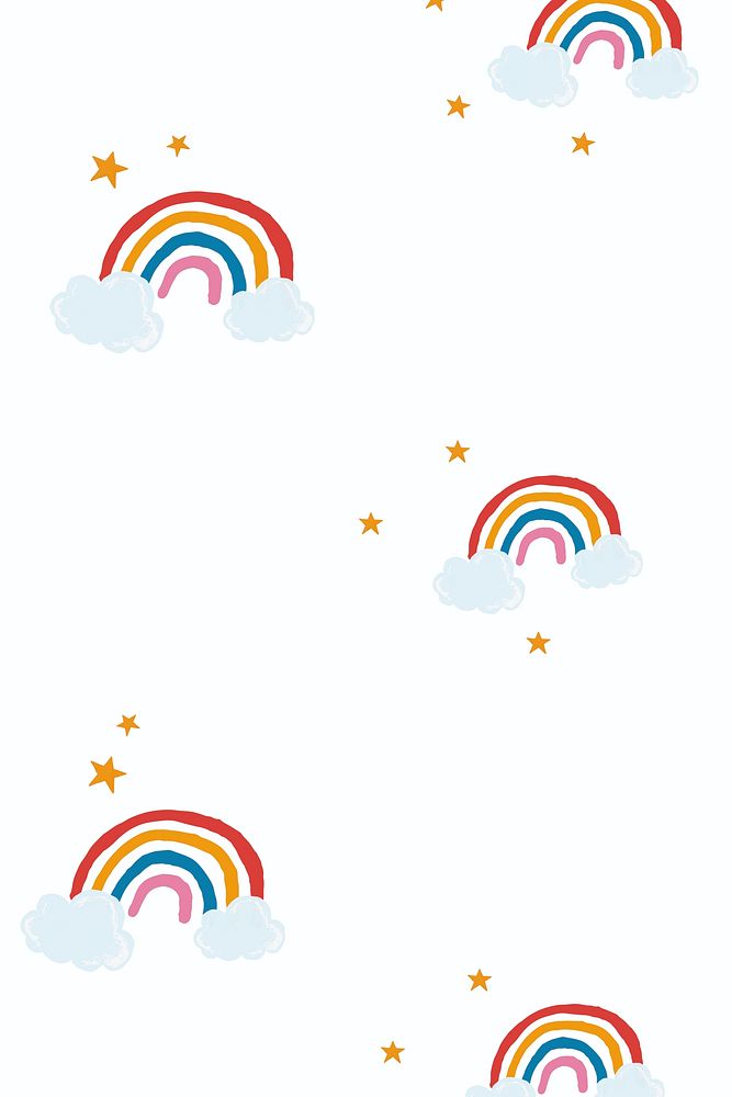 Cute rainbow vector in white background cute hand drawn style