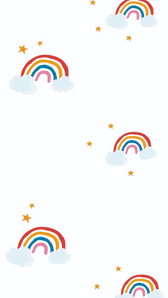 Cute rainbow in white background cute hand drawn style
