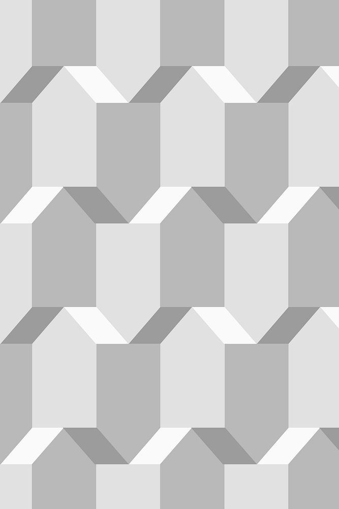 Pentagon 3D geometric pattern vector grey background in abstract style