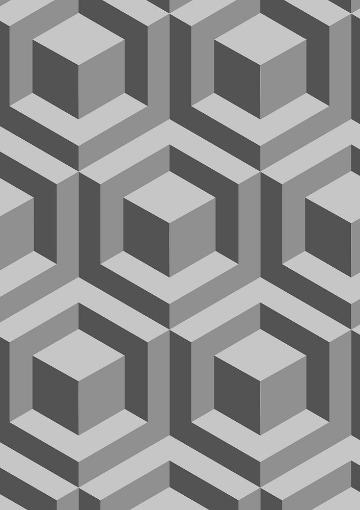 Blocks 3D geometric pattern grey background in abstract style