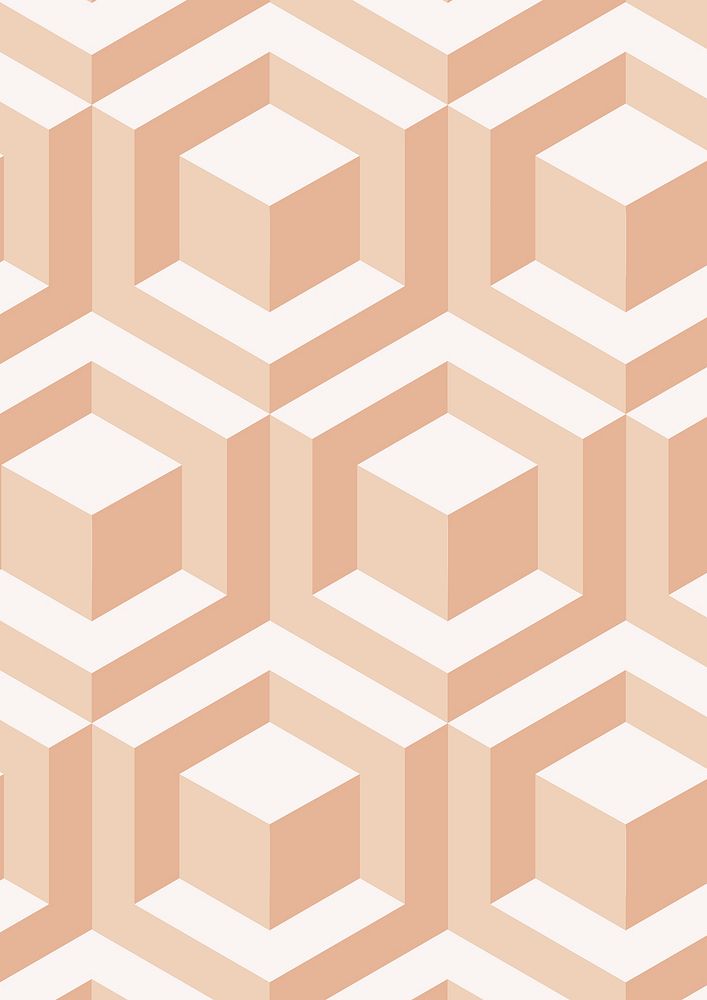 Blocks 3D geometric pattern orange background in modern style