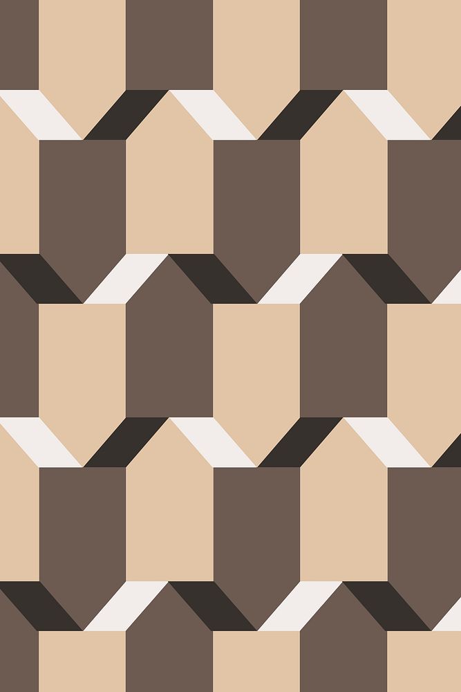 Pentagon 3D geometric pattern brown background in modern style
