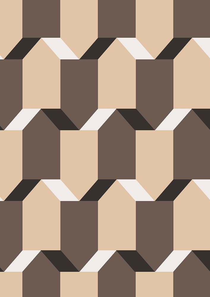 Pentagon 3D geometric pattern brown background in modern style