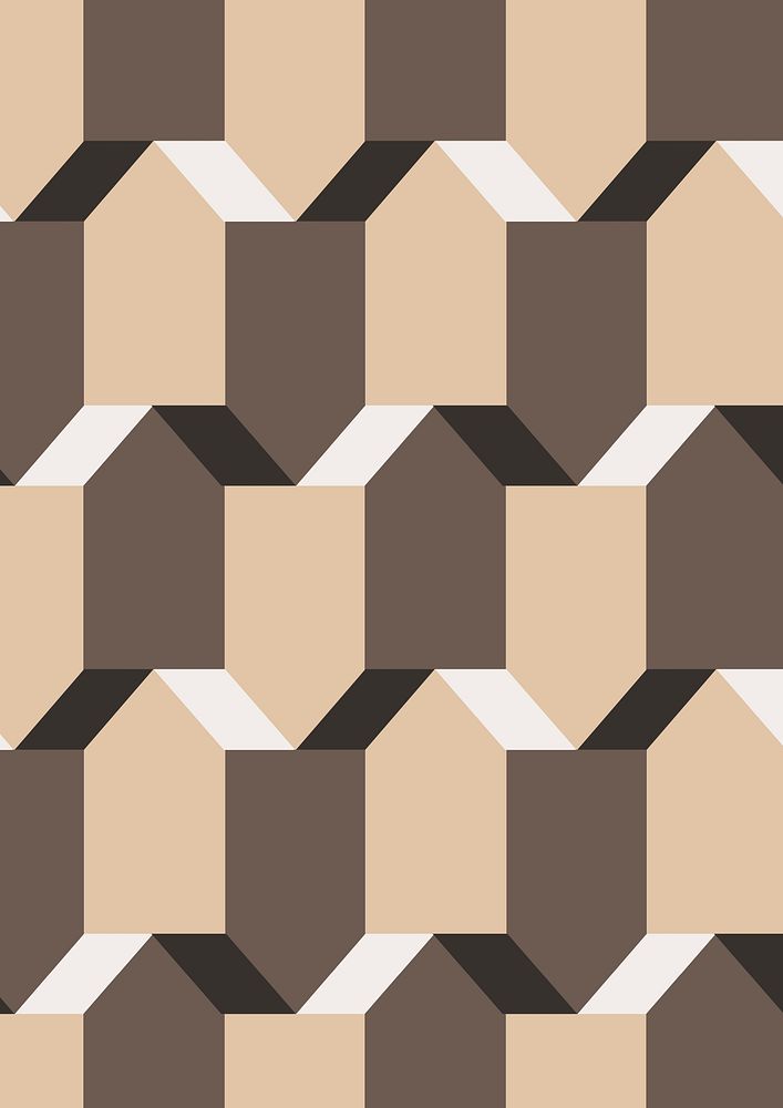 Pentagon 3D geometric pattern vector brown background in simple style