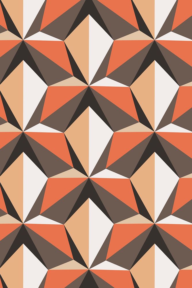 Kite 3D geometric pattern vector orange background in retro style