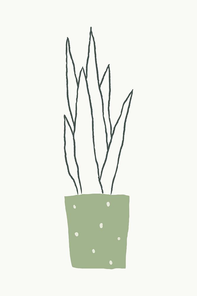 Potted houseplant psd doodle hand drawn