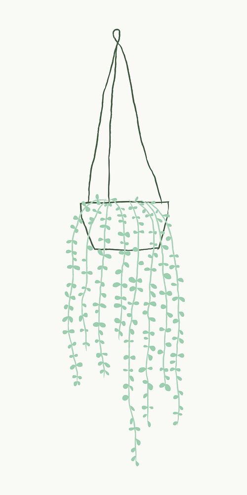 Hanging plant doodle vector houseplant element