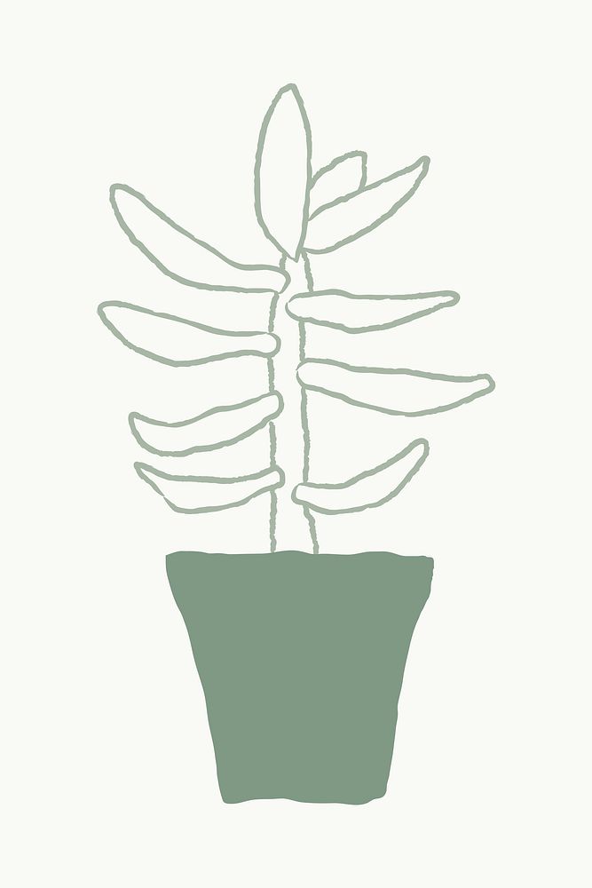 Potted succulent houseplant vector doodle hand drawn