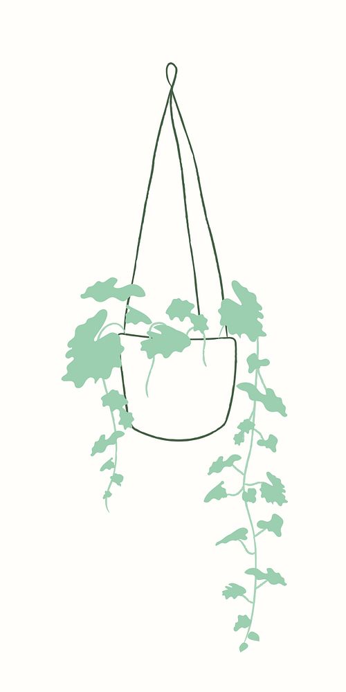 Hanging plant psd houseplant doodle