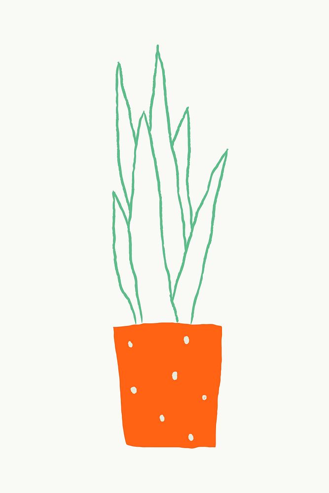 Potted snake plant doodle hand drawn