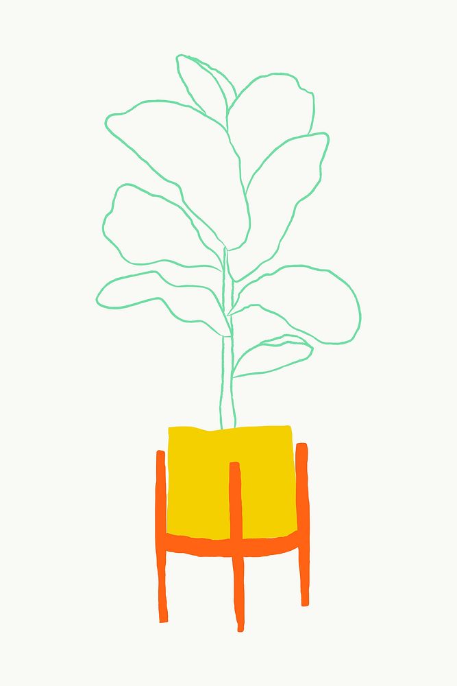 Potted fiddle leaf fig psd simple doodle style
