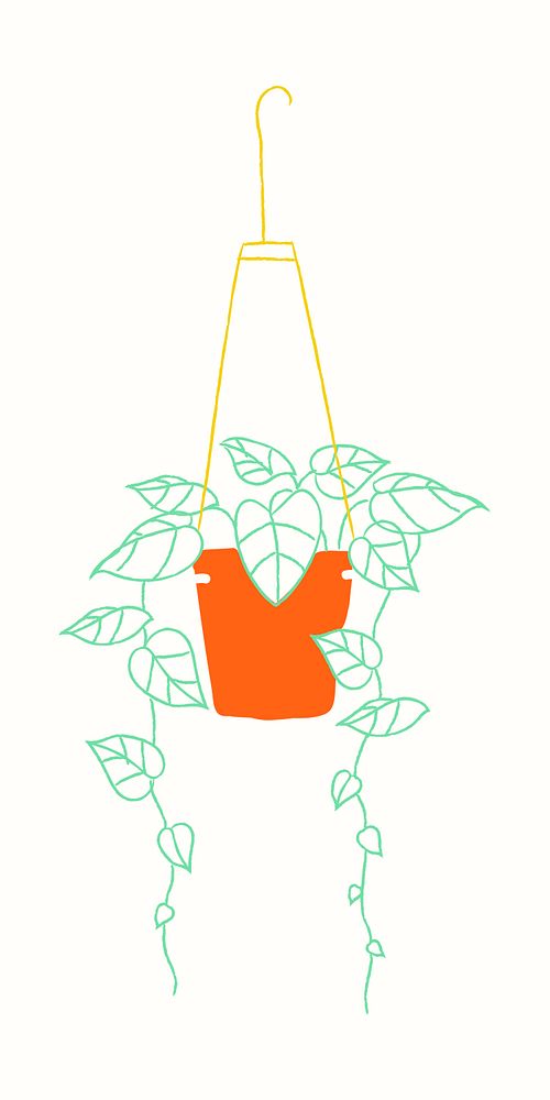 Hanging plant psd houseplant doodle