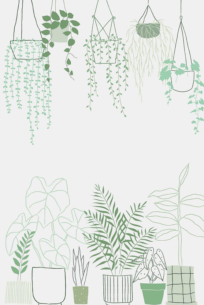 Popular houseplant doodle frame background