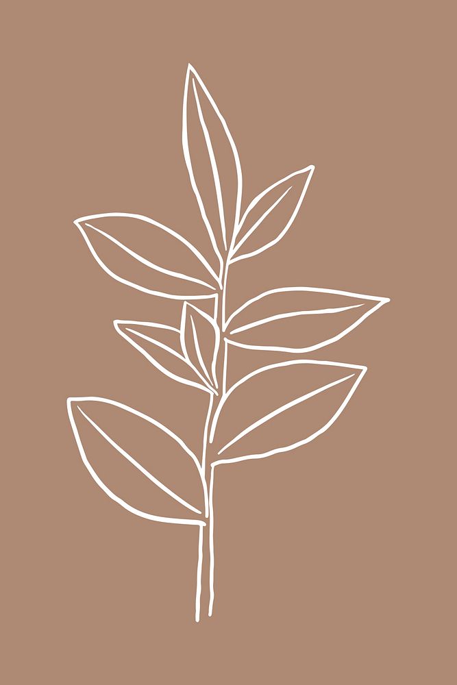 Rubber plant psd doodle botanical illustration