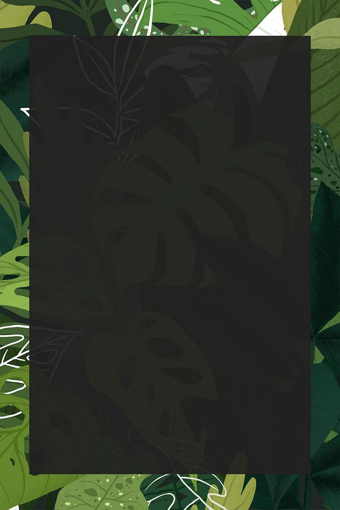 Botanical leafy frame with foliage tropical illustration