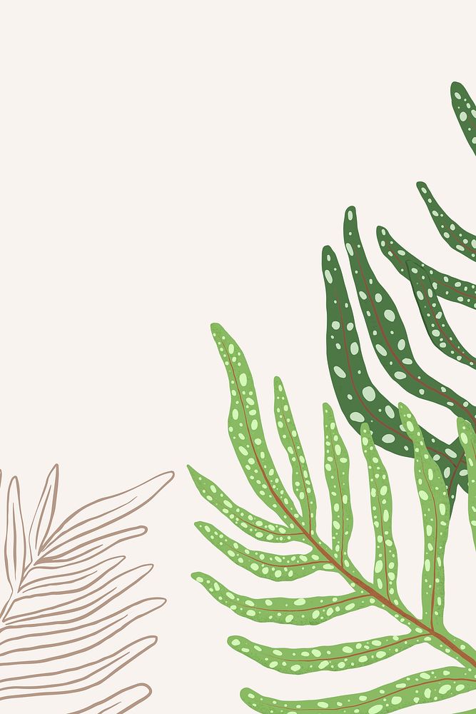 Tropical background fern leaf botanical illustration