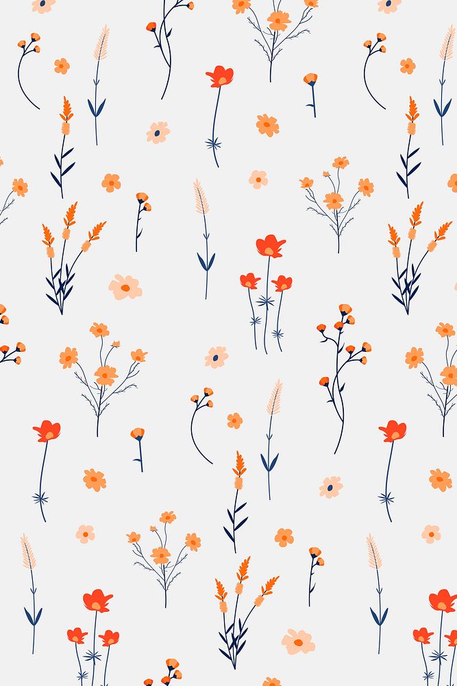 Aesthetic red wildflower pattern graphic