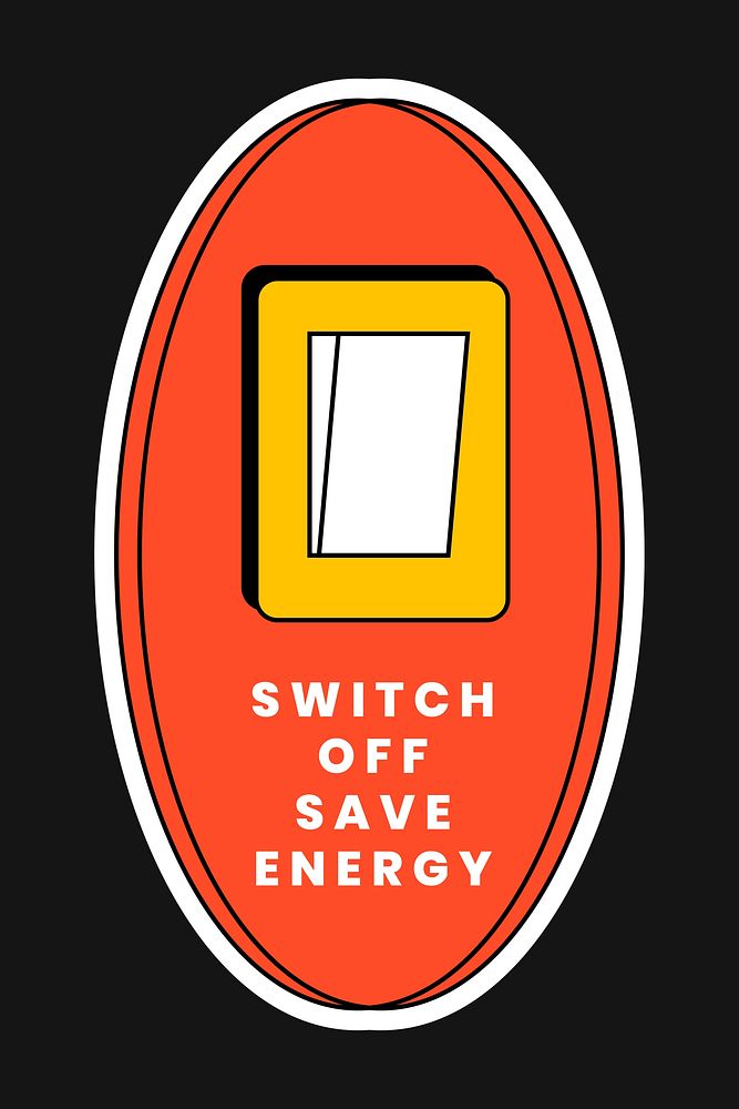 Energy saving sticker vector with light switch badge
