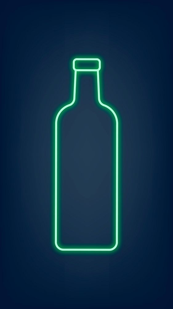 Glowing neon sign bottle icon illustration
