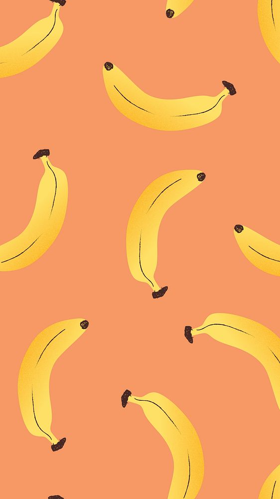Banana mobile wallpaper, cute fruit pattern illustration