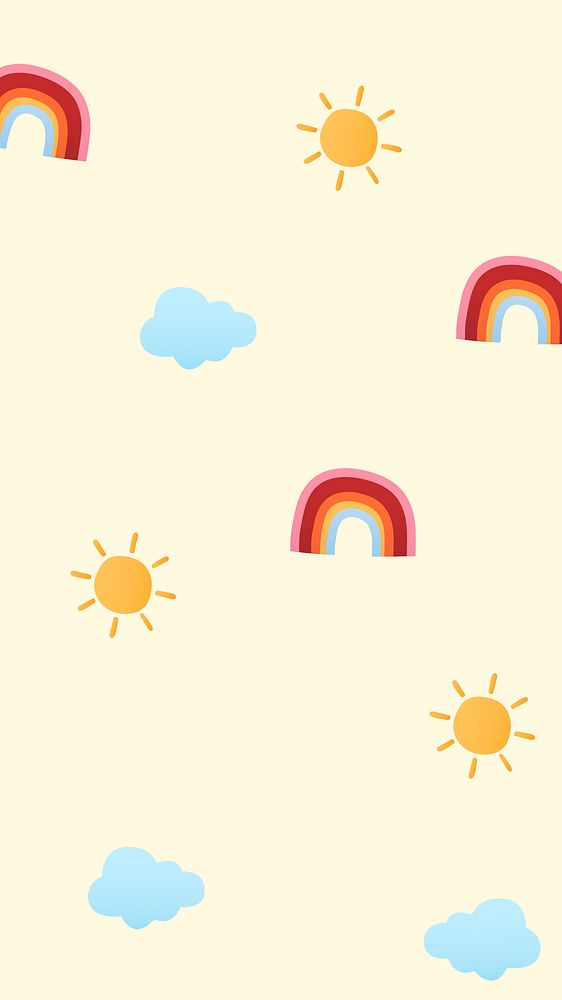 iPhone wallpaper, cute weather pattern weather vector