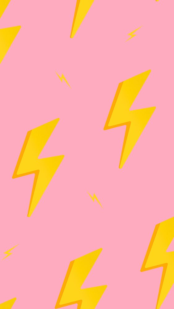 Lightning bolt phone wallpaper, cute pink pattern vector