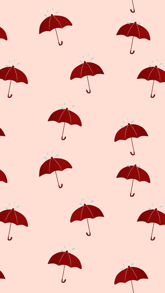 Umbrella mobile wallpaper, cute pink pattern vector