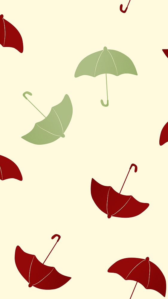 Umbrella mobile wallpaper, cute green pattern vector