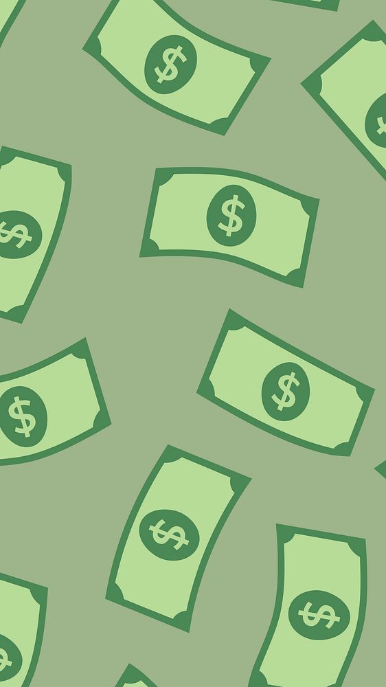 Money iPhone wallpaper, finance pattern dollar bills illustration vector