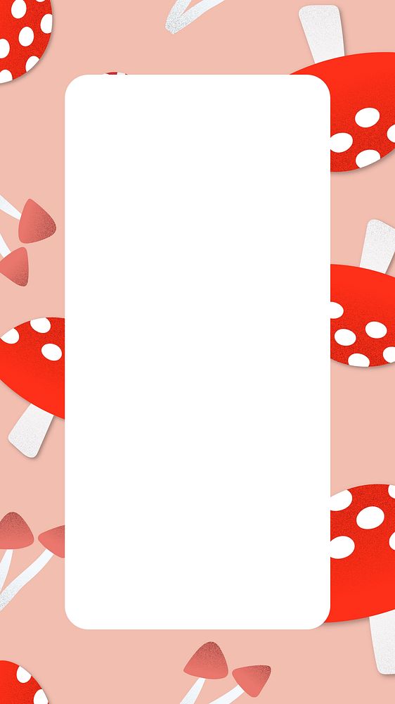 Pink mushroom pattern frame, cute vegetable vector clipart