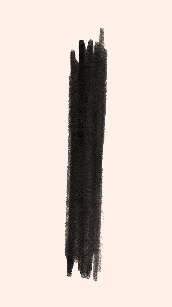 Black ink brush stroke in beige background