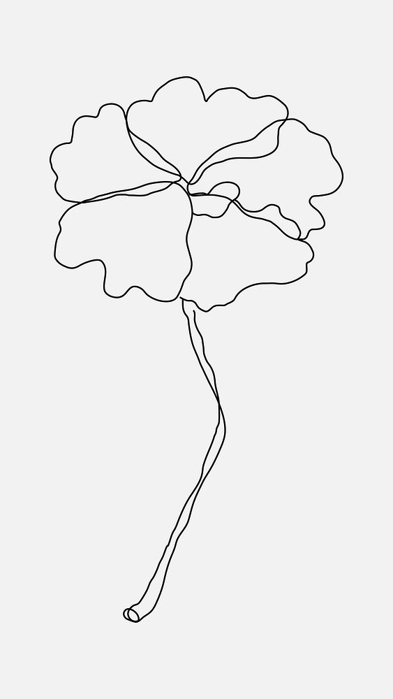 Single line flower drawing in hand drawn style vector
