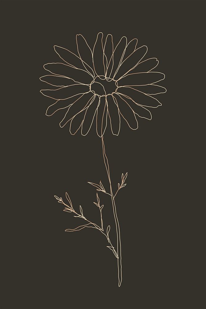 Aesthetic flower psd background daisy monoline drawing