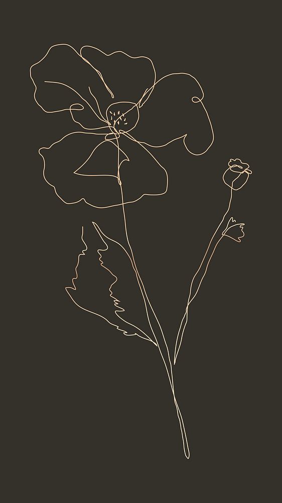 Flower single line art in hand drawn style vector
