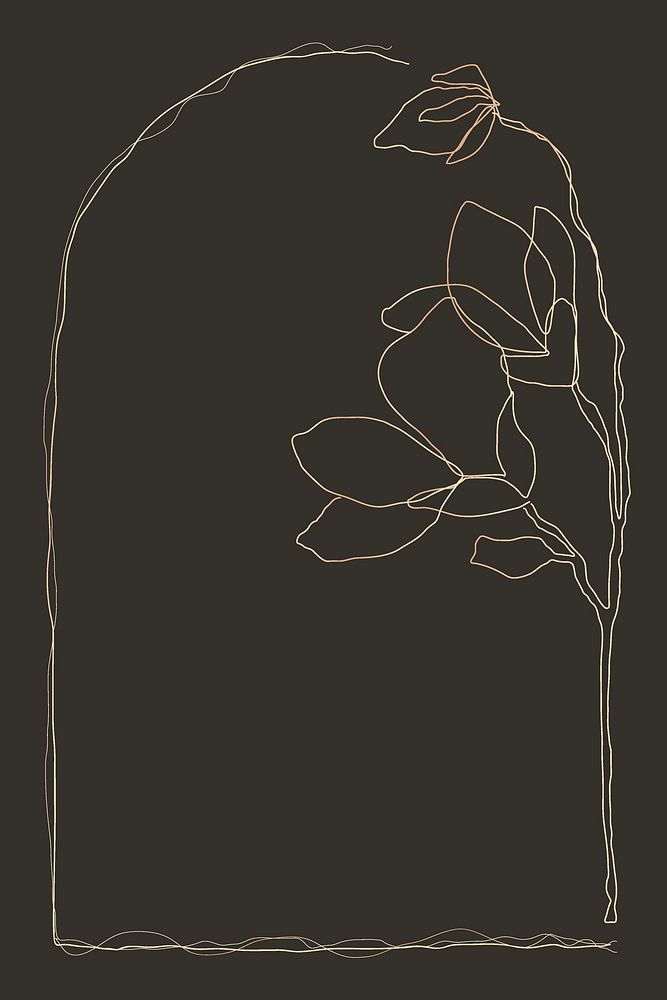 Flower frame, border line on brown background