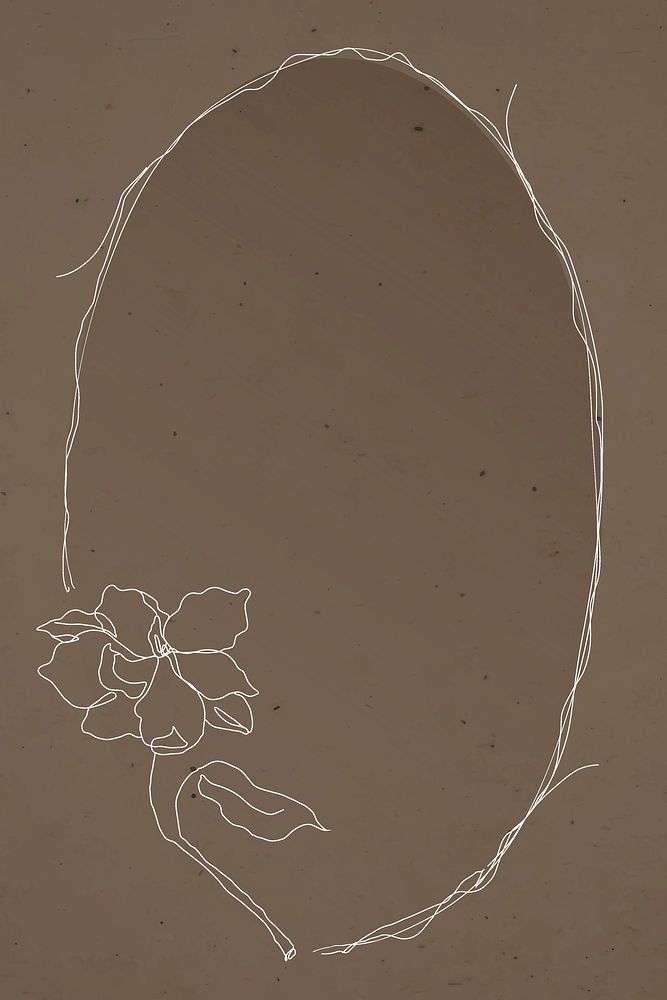Brown flower frame background vector with round border design