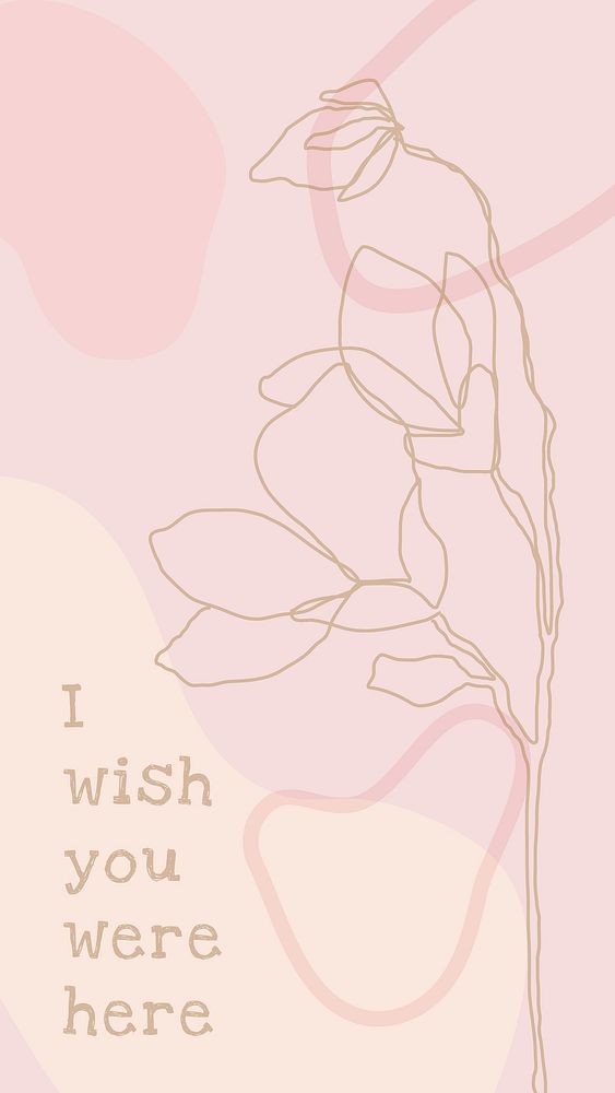 iPhone pink wallpaper template vector with flowers