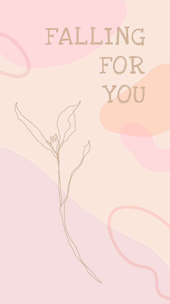 Beautiful flower wallpaper quote in pink, falling for you