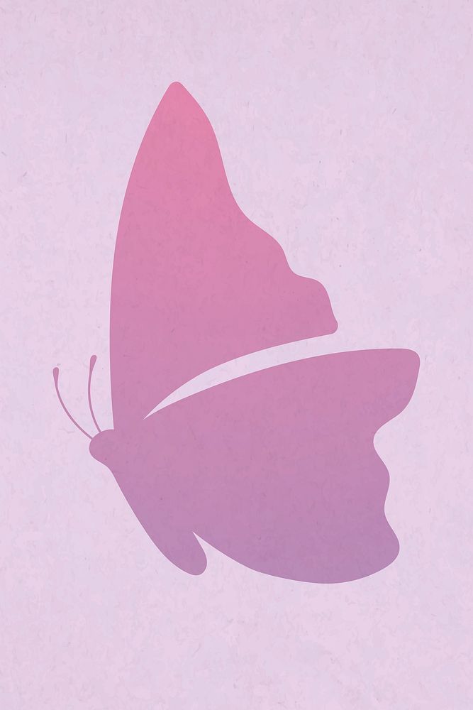 Pink butterfly sticker, aesthetic gradient vector flat design