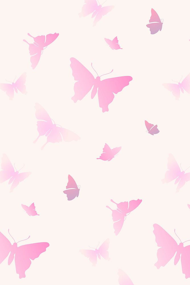  Butterfly seamless pattern background, pink aesthetic vector