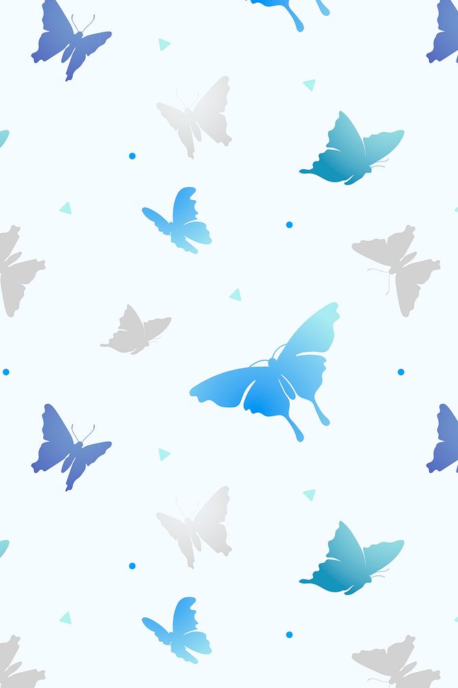 Butterfly seamless pattern background, blue aesthetic vector