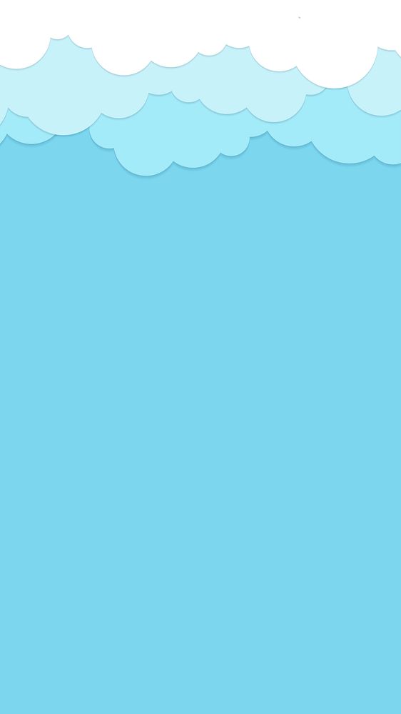 Cloud iPhone wallpaper, cute mobile background with pastel blue paper cut illustration vector