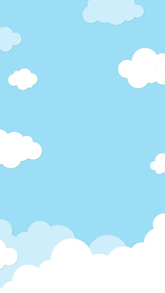 Cloud mobile wallpaper, cute phone background with light blue paper cut illustration vector