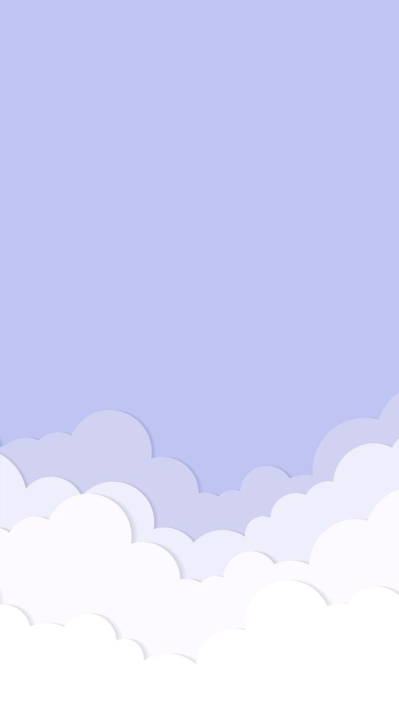 Cloud iPhone wallpaper, cute mobile background with purple paper cut illustration vector