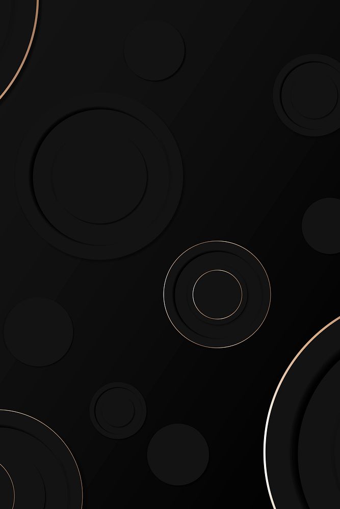 Black iPhone background, geometric circle pattern design vector