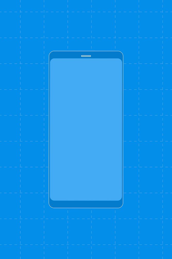 Blue mobile phone, digital device vector illustration