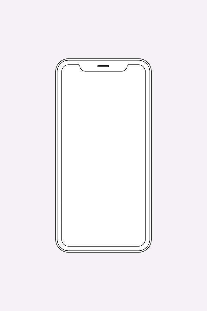 White mobile outline, digital device illustration