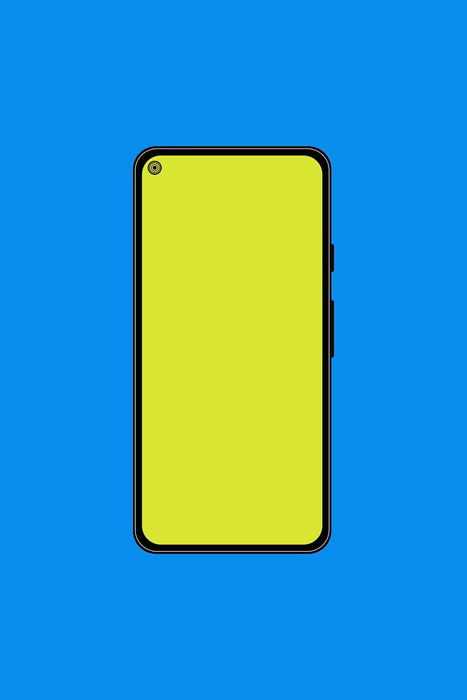 Black mobile phone, blank green screen, digital device vector illustration
